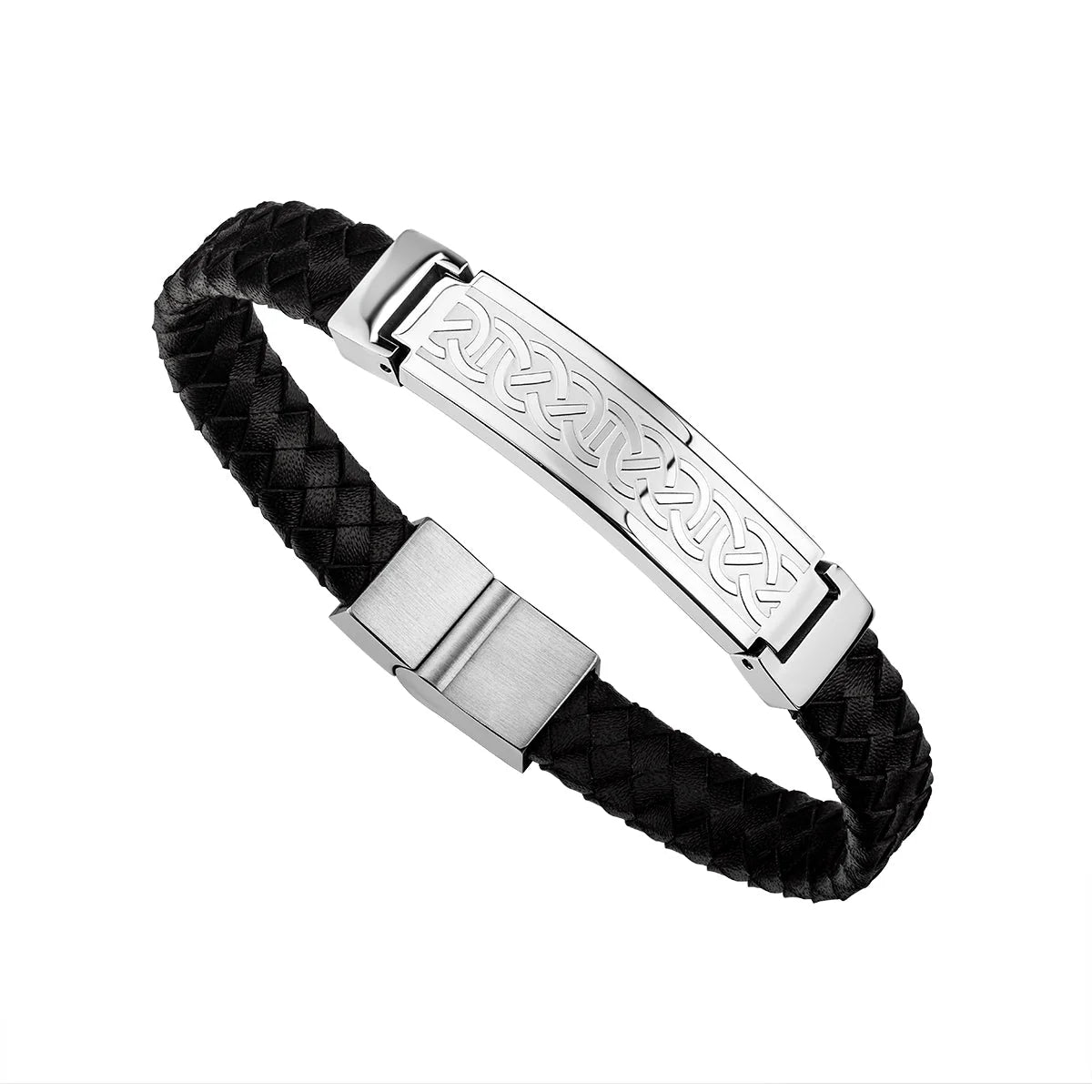 Mens Black Leather Celtic Bracelet S50147