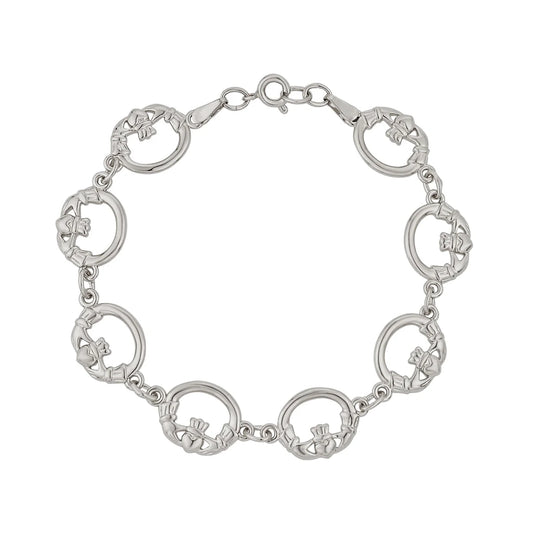 Rhodium Plated Claddagh Bracelet S50164R