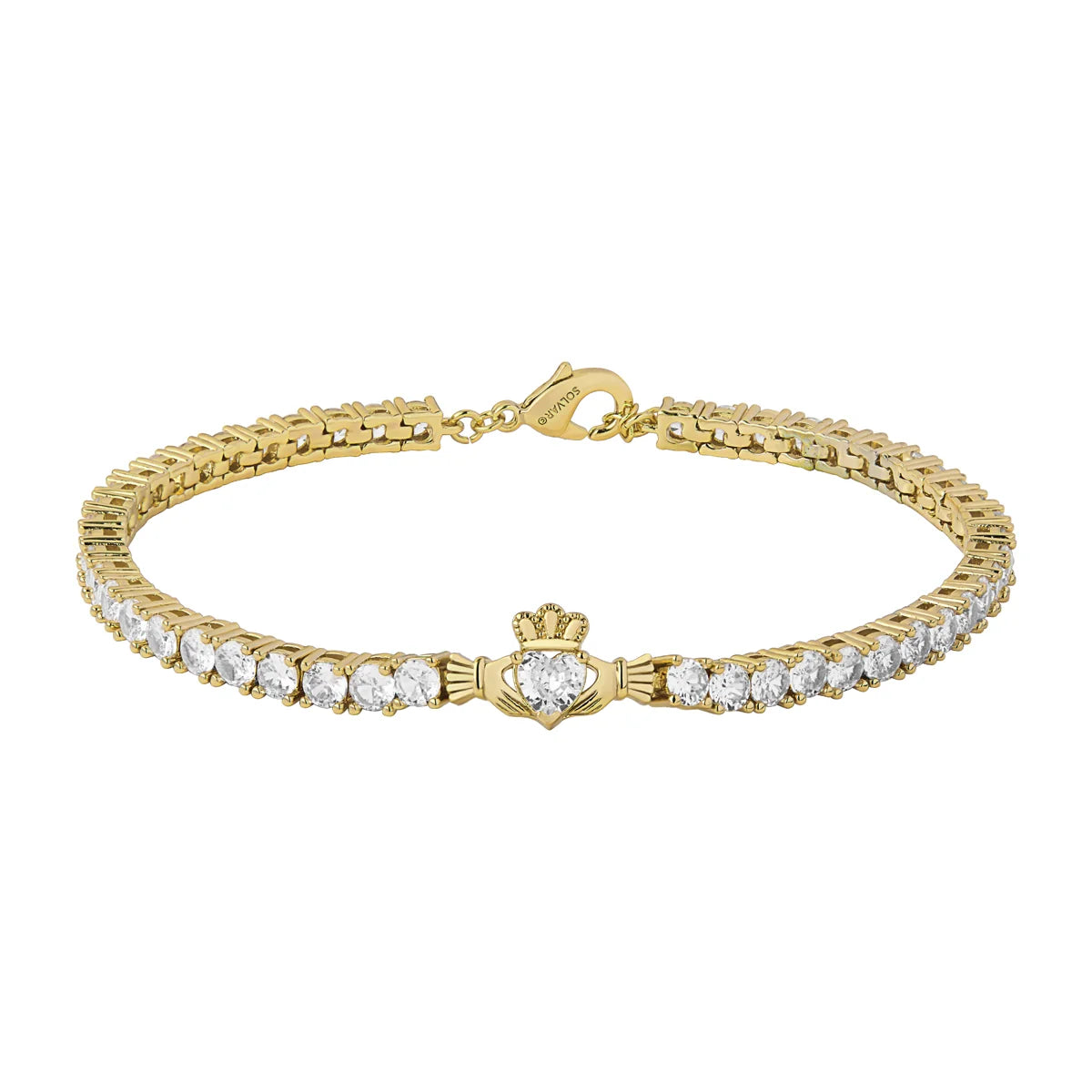 Gold Plated Crystal Claddagh Tennis Bracelet S50251