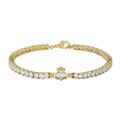 Gold Plated Crystal Claddagh Tennis Bracelet S50251