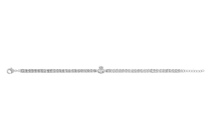 Rhodium Plated Crystal Claddagh Tennis Bracelet S50252