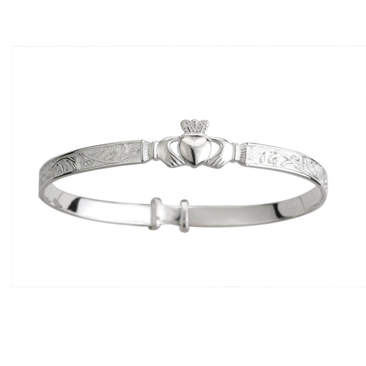 SILVER CLADDAGH CELTIC CHILD'S BANGLE S5268