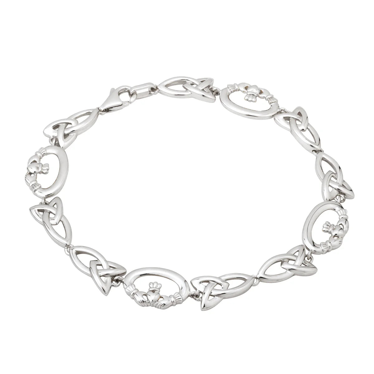 SILVER CLADDAGH AND TRINITY KNOT BRACELET S5748