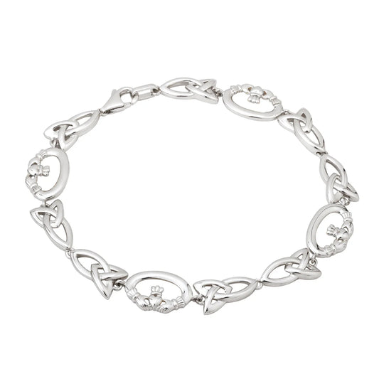 SILVER CLADDAGH AND TRINITY KNOT BRACELET S5748