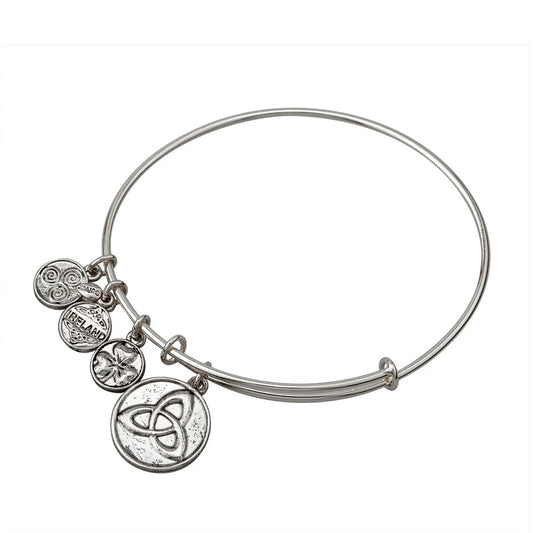 SILVER TONE TRINITY CHARM BANGLE S5751S