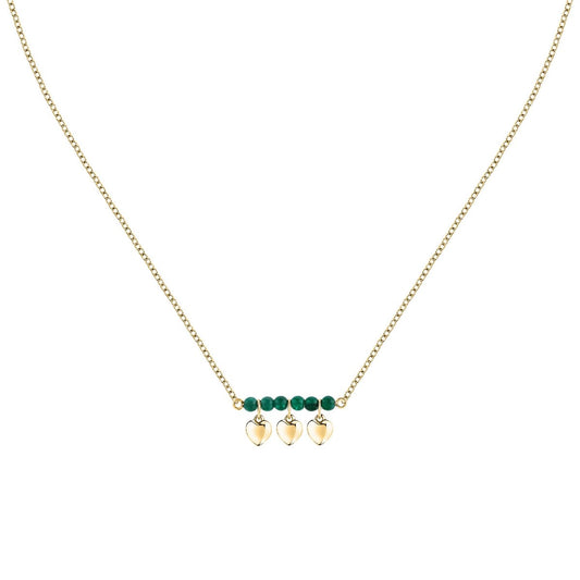 MORELLATO GOLD PLATED TALISMANI NECKLACE GREEN AGATE HEARTS SAIX14