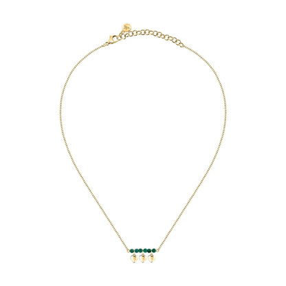 MORELLATO GOLD PLATED TALISMANI NECKLACE GREEN AGATE HEARTS SAIX14