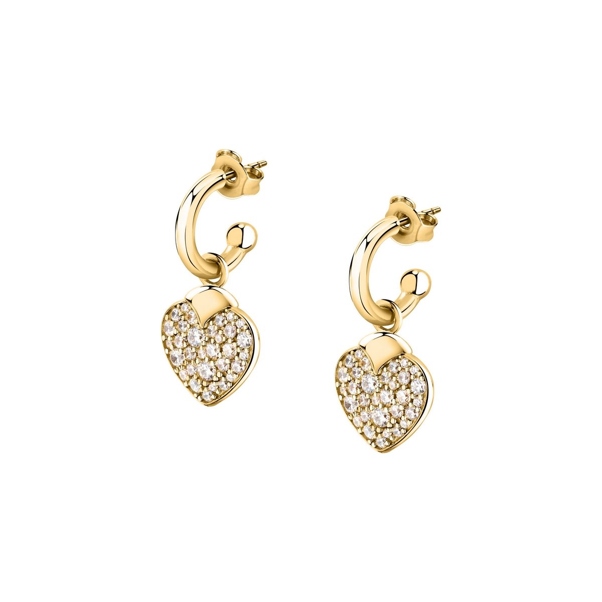 Morellato Gold plated Istanti Hoop Earrings Pavé Heart SAVZ15