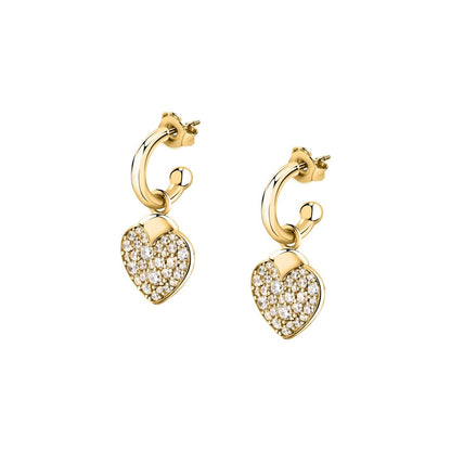 Morellato Gold plated Istanti Hoop Earrings Pavé Heart SAVZ15