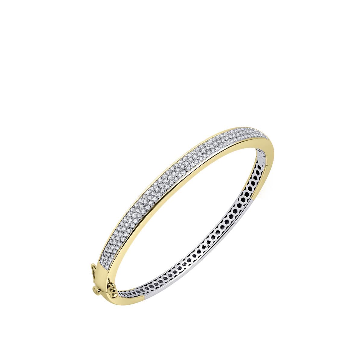 Gisser Silver Gold-plated 6mm Zirconia Bangle SB01Y