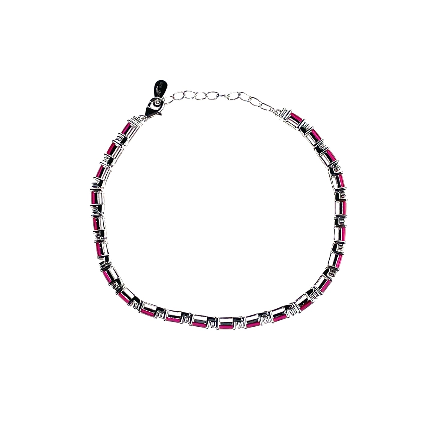 Sterling Silver Ruby CZ Bracelet SB8129/R