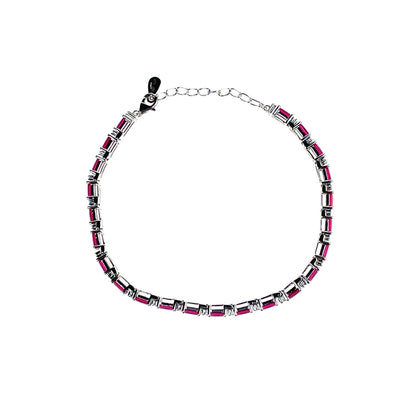 Sterling Silver Ruby CZ Bracelet SB8129/R