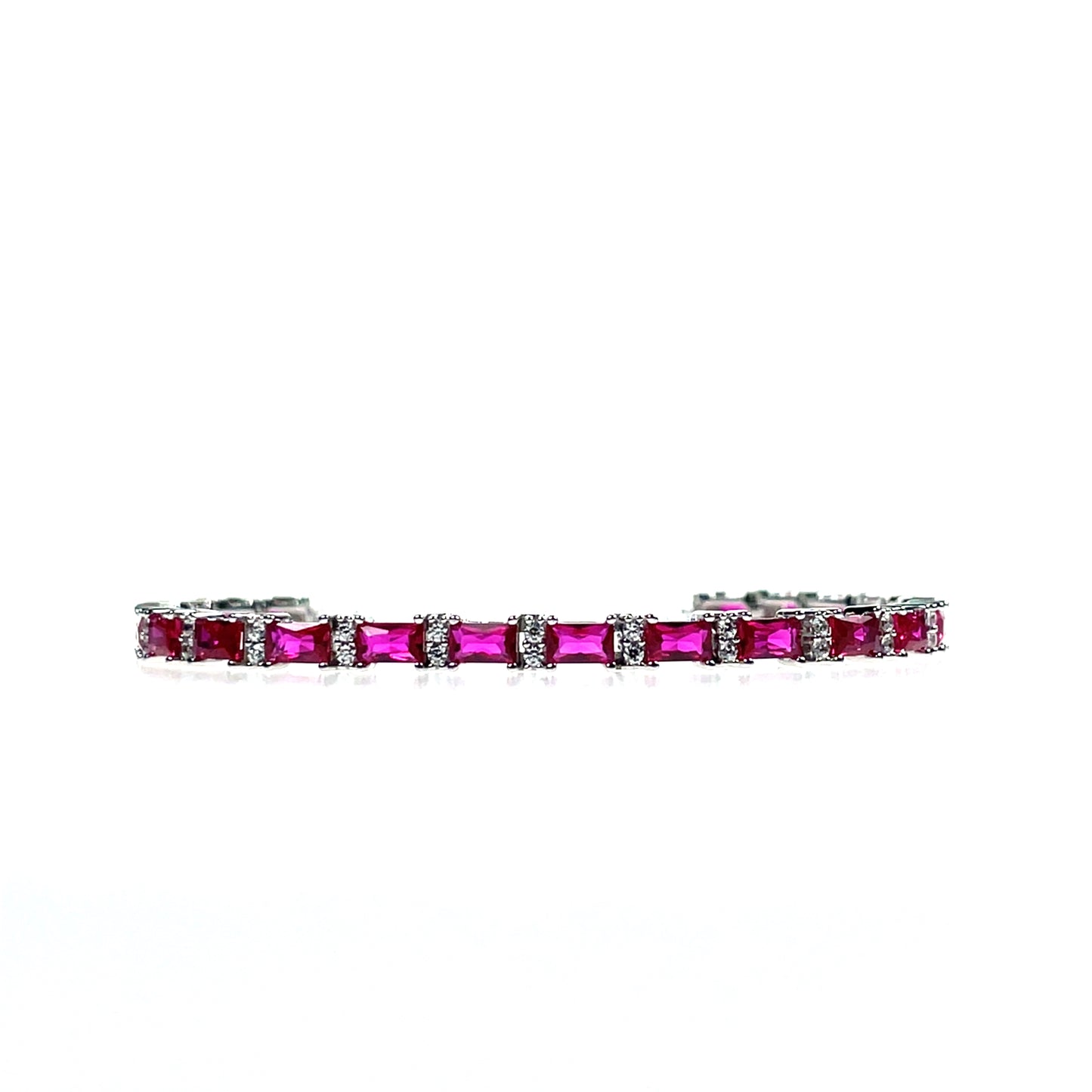 Sterling Silver Ruby CZ Bracelet SB8129/R