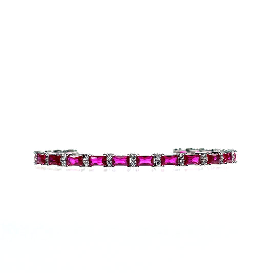 Sterling Silver Ruby CZ Bracelet SB8129/R