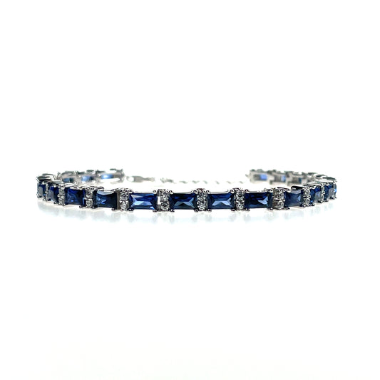Sterling Silver Sapphire CZ Bracelet SB8129/S