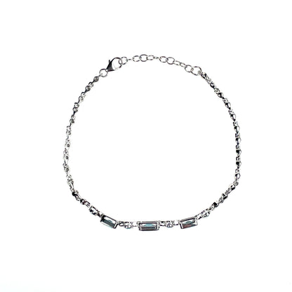 Sterling Silver Aqua/Blue CZ Bracelet SB8357/AQ