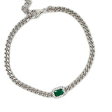 Sterling Silver Vintage Style Emerald CZ Bracelet SB8786/E