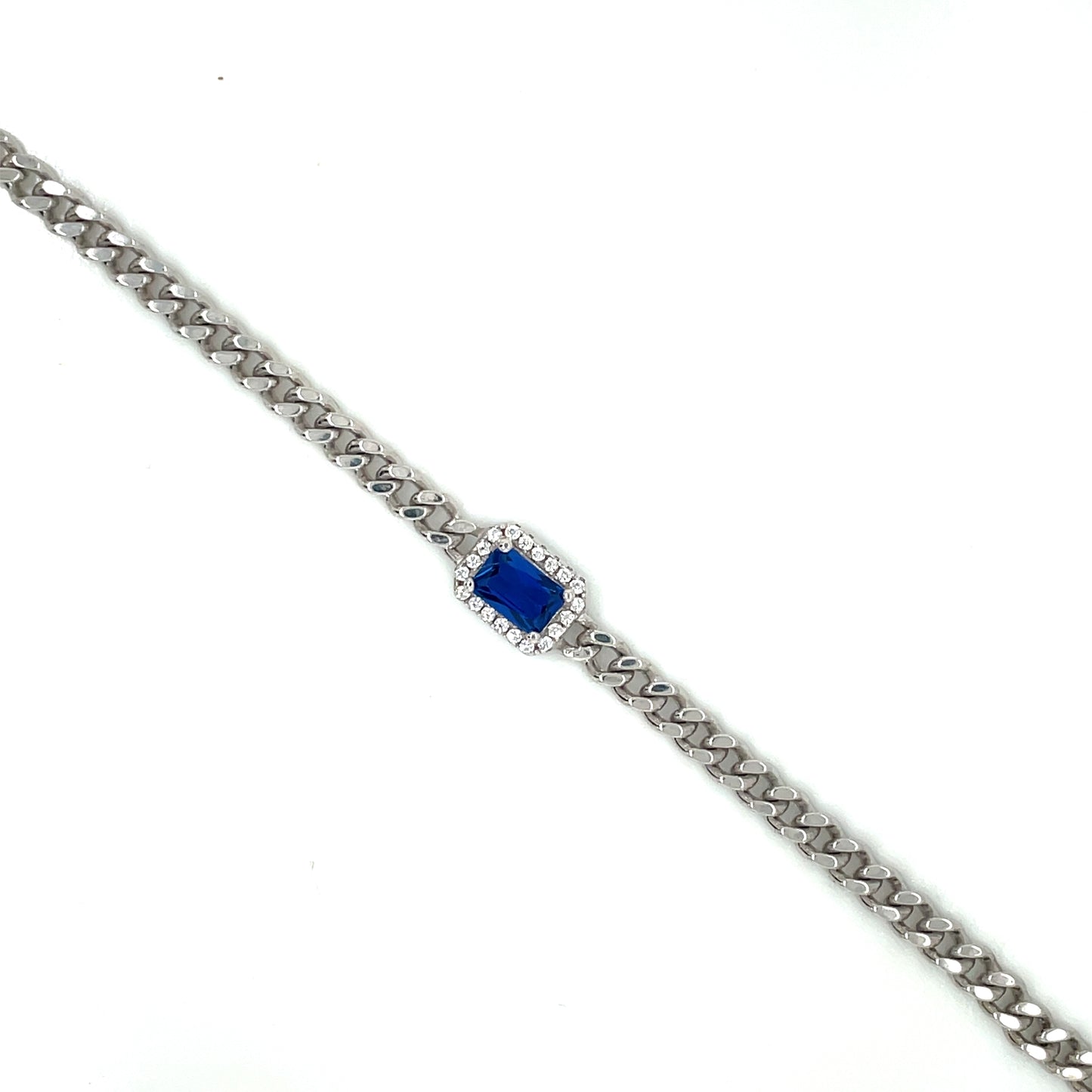 Sterling Silver Vintage Style Sapphire CZ Bracelet SB8786/S