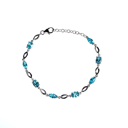 Sterling Silver Aqua CZ Bracelet SB8798/AQ