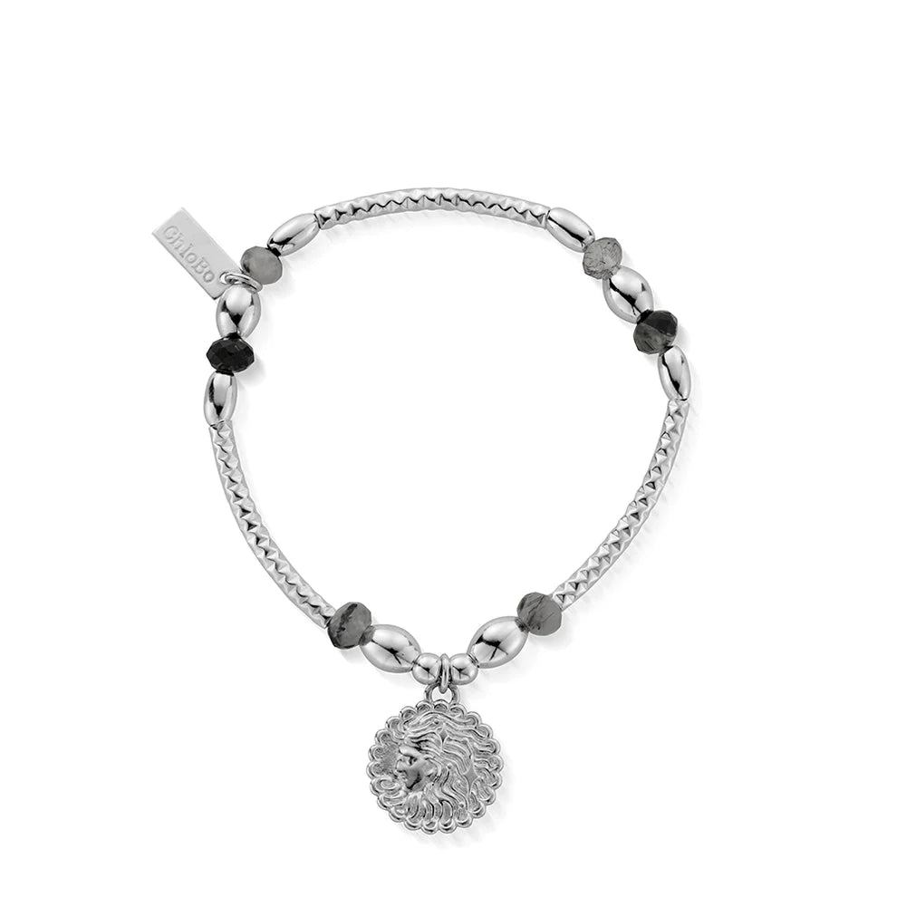 ChloBo Power Within Divine Goddess Black Rutilated Quartz Bracelet Silver