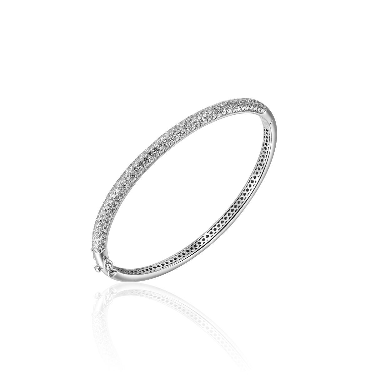 Gisser Silver Pavé CZ 4mm Domed Bangle SBD4