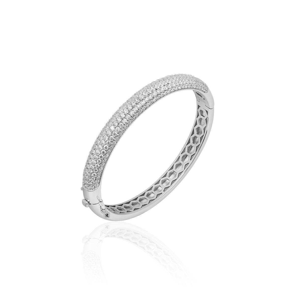 Gisser Silver 8mm Zirconia Domed Bangle SBD8
