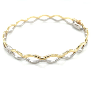 9ct Gold Two-tone Wave Bangle GB433