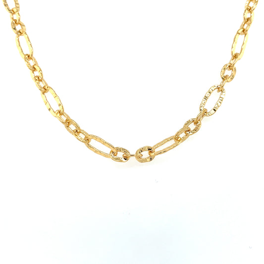 Silver Gold-plated Hammered Oval /Round Link Chain SC62G