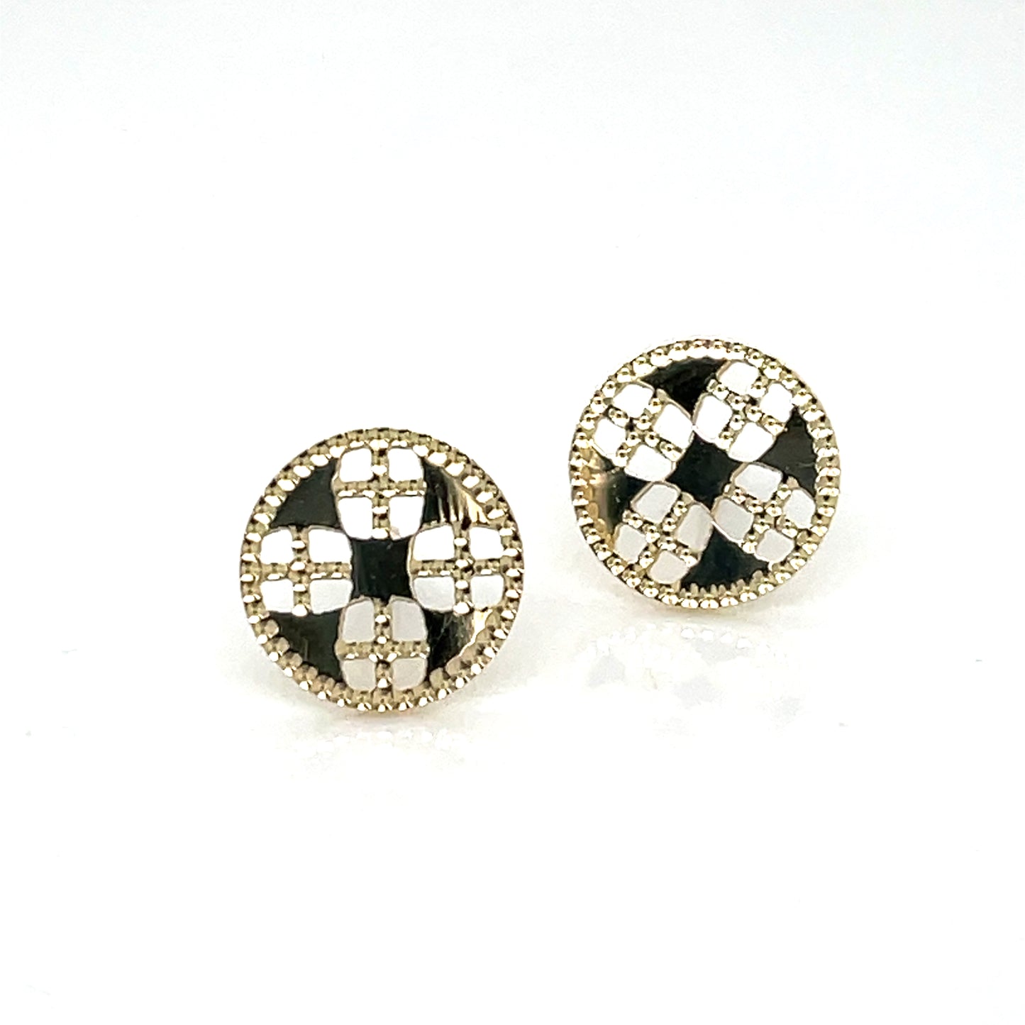 9ct Gold Round Filigree Stud Earrings GE963