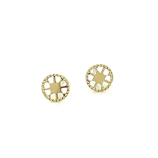 9ct Gold Round Filigree Stud Earrings GE894