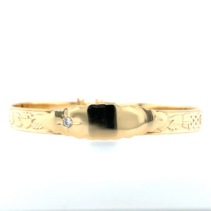 Gold-plated Silver Baby Bangle Claddagh & Celtic Band SCNB107Y