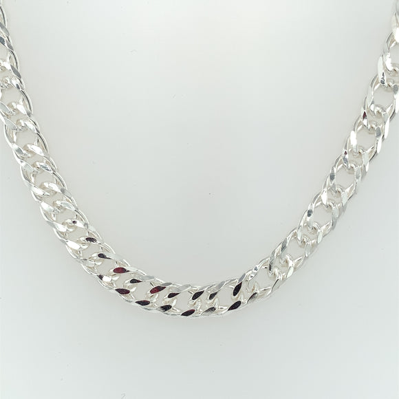 Sterling Silver 50cm Solid Double Curb Chain Necklace