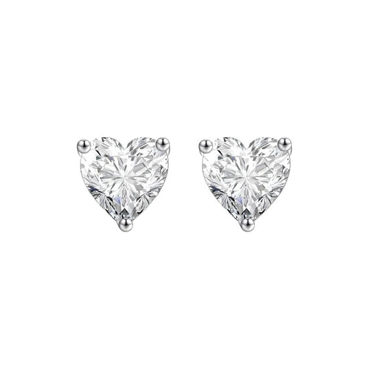 Silver CZ Heart Stud Earrings SE1005