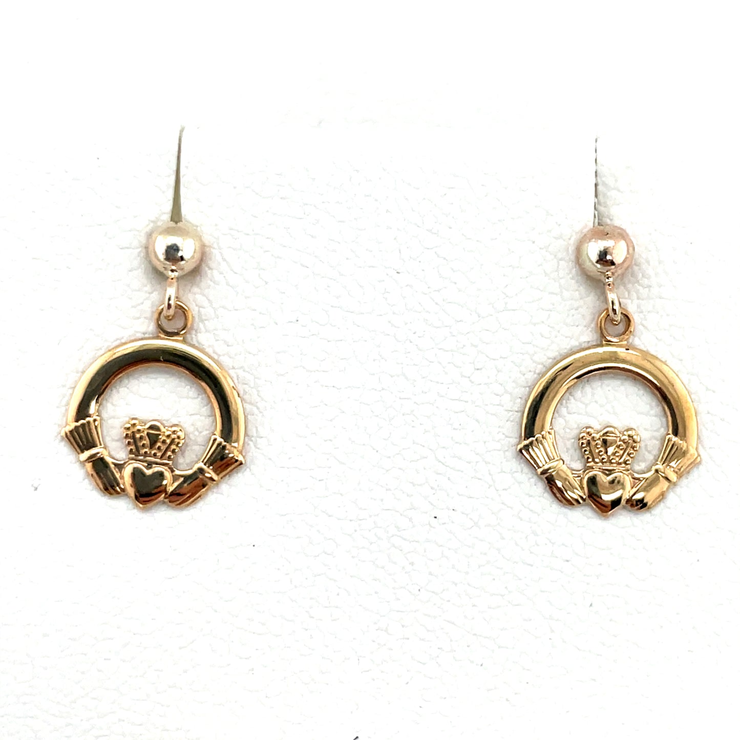 9ct Gold Claddagh Drop Earrings GE1082