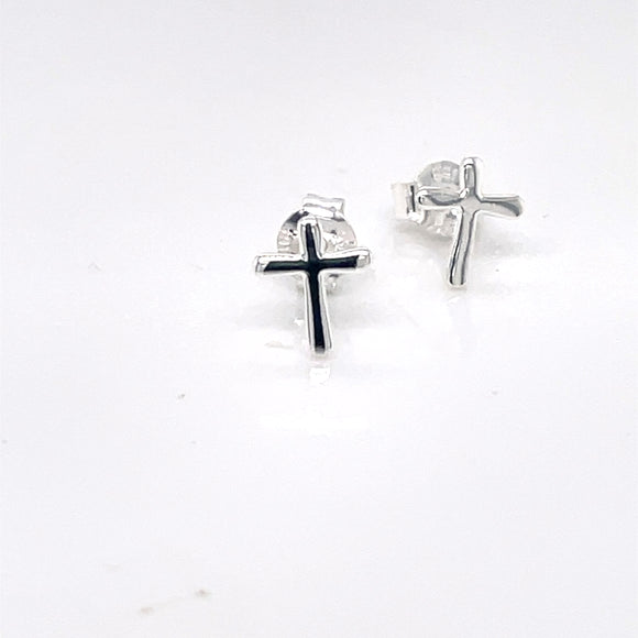 Silver Tiny Cross Stud Earrings SE14929