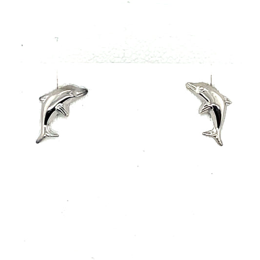 Sterling Silver Dolphin Stud Earrings SE193