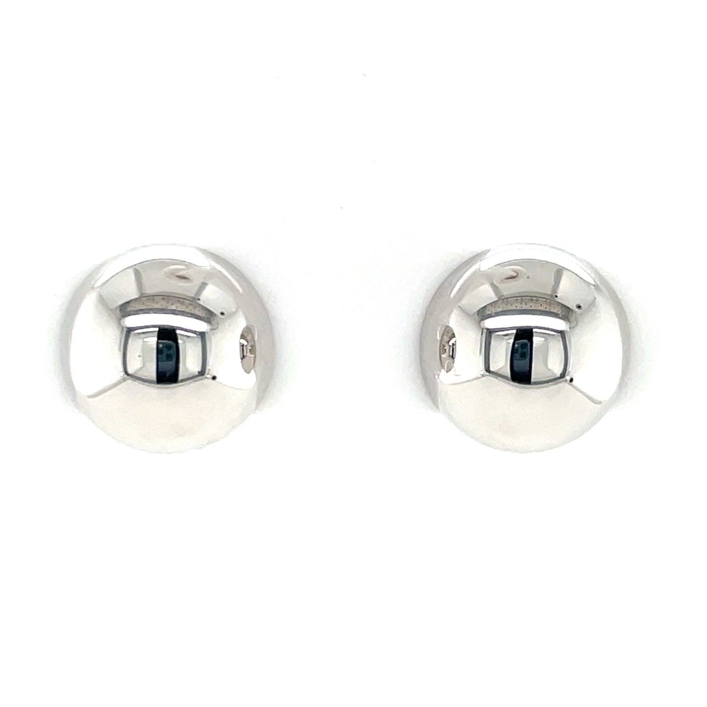 Silver Domed Button Stud Earrings SE278