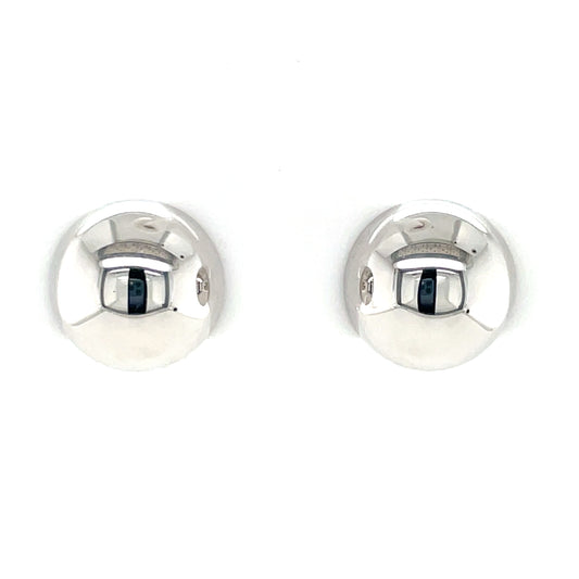 Silver Domed Button Stud Earrings SE278