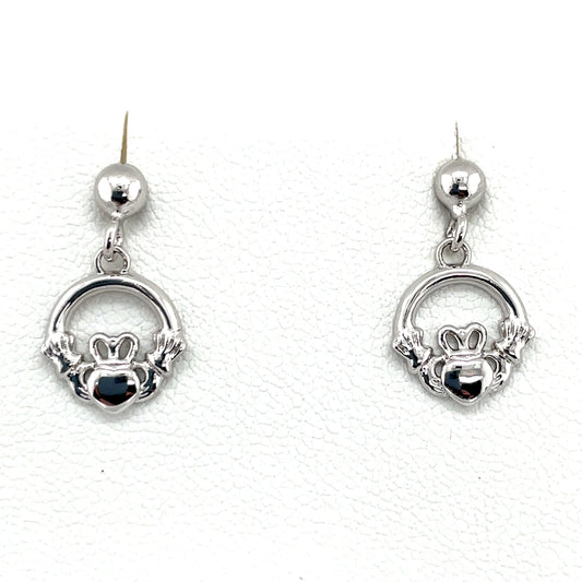 Silver Claddagh Drop Earrings SE296