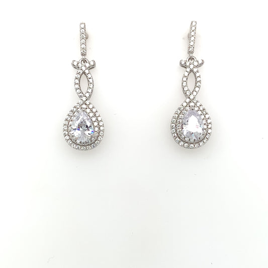 Sterling Silver CZ Drop Earrings