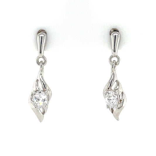 Sterling Silver CZ  Drop Earrings SE3129