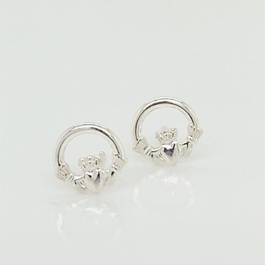 Silver Claddagh 9mm Stud Earrings SE317