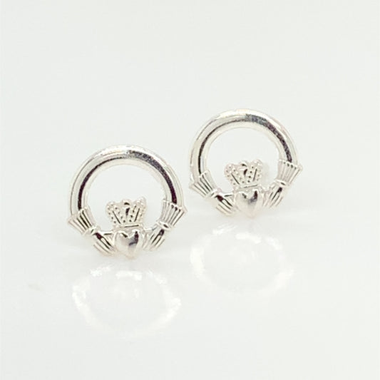 Silver Claddagh 10mm Stud Earrings SE319