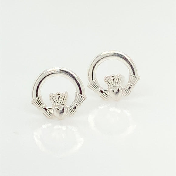 Silver Claddagh 10mm Stud Earrings