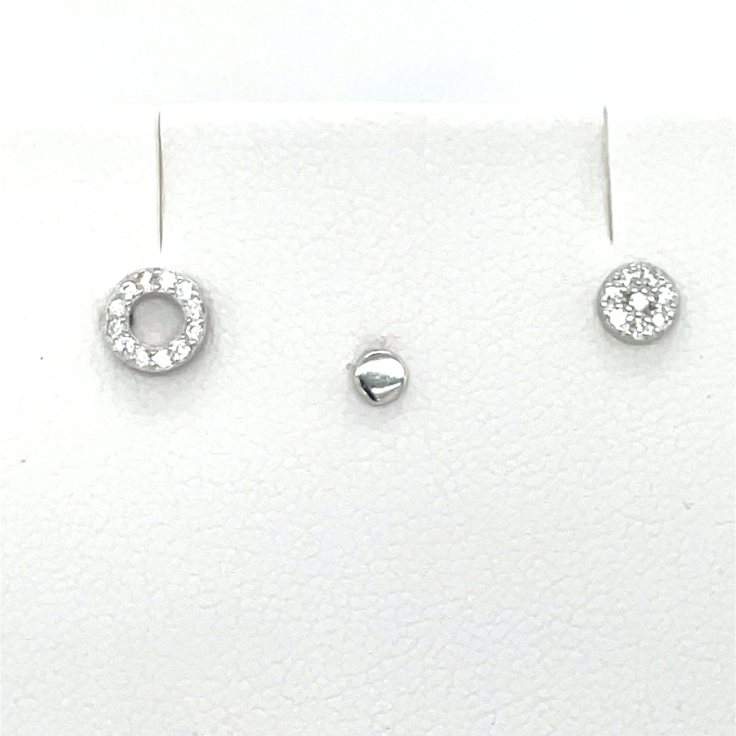 Sterling Silver Single Stud Earring Set of 3 SE3479