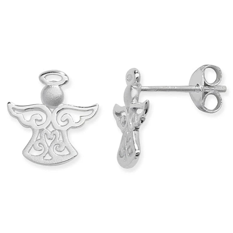 Sterling Silver CZ Angel Stud Earrings SE54275