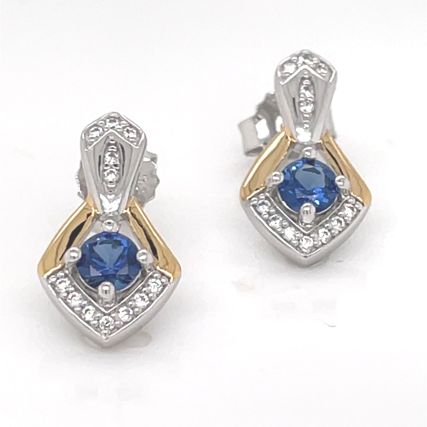 Sterling Silver Sapphire CZ Stud Earrings SE622/S