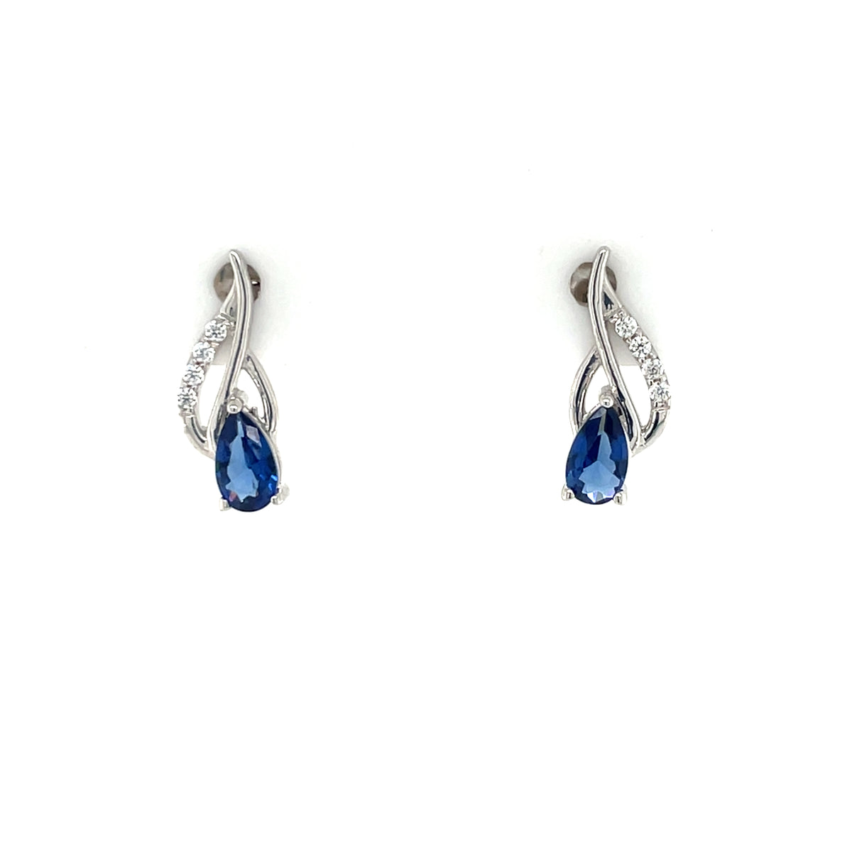 Sterling Silver Sapphire Blue CZ Stud Earrings SE713/S