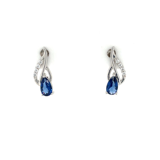 Sterling Silver Sapphire Blue CZ Stud Earrings SE713/S