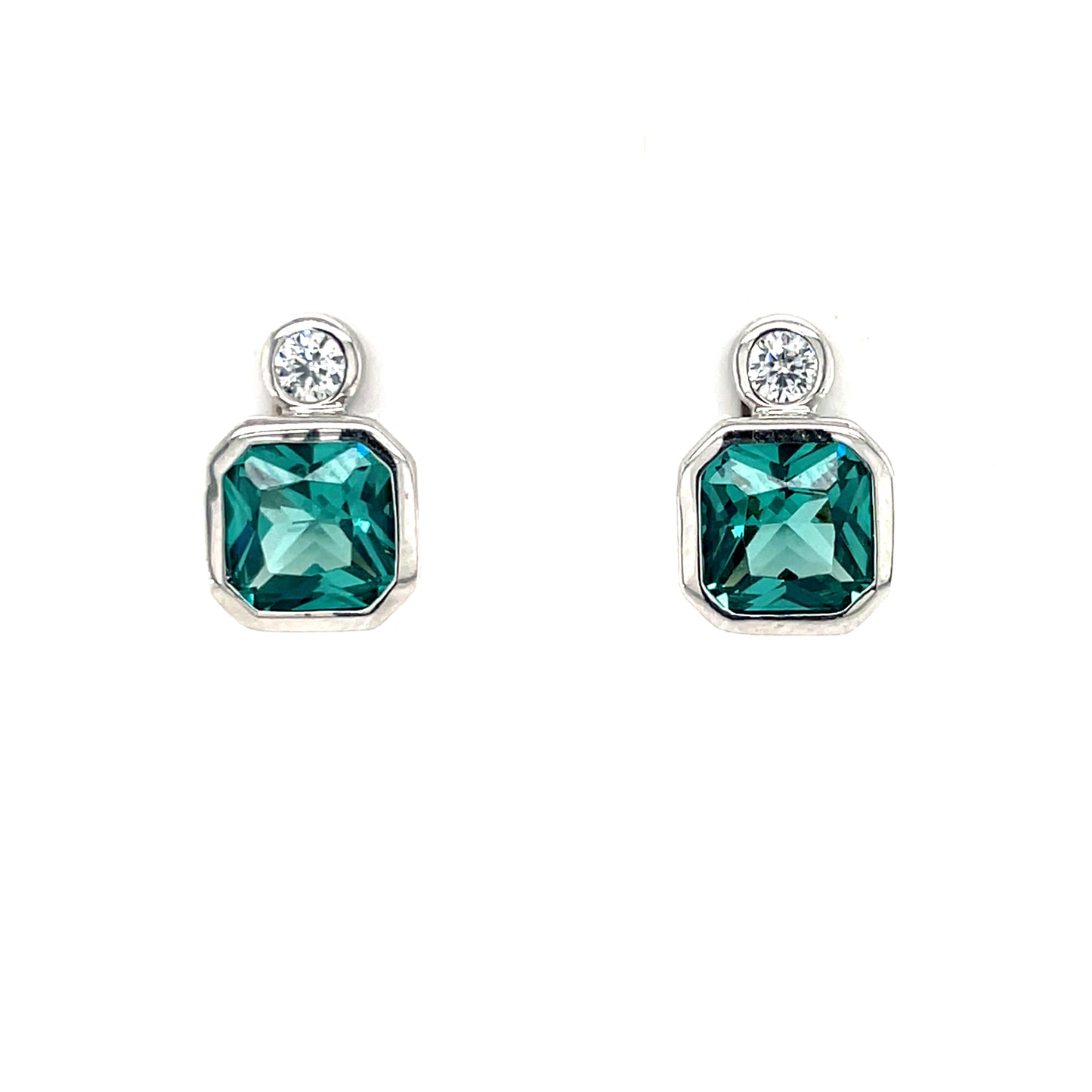 Sterling Silver Teal CZ Stud Earrings SE746/GT